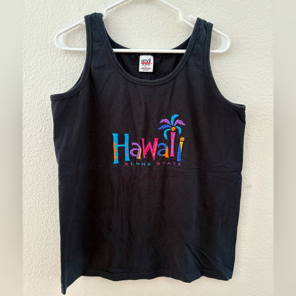 Vintage Hawaii Embroidered Souvenir Tank Top Size Large
